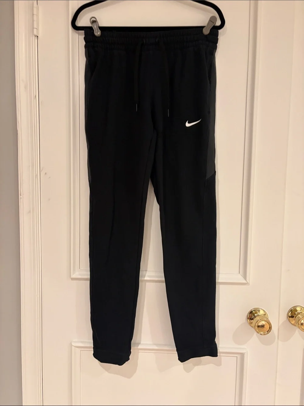 Nike Black Jogger Sweatpants with White Swoosh Logo